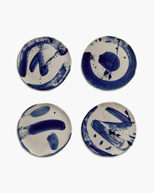 Breakfast plate varied designs beige - blue Sophia