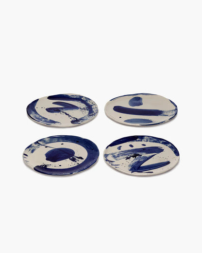 Breakfast plate varied designs beige - blue Sophia