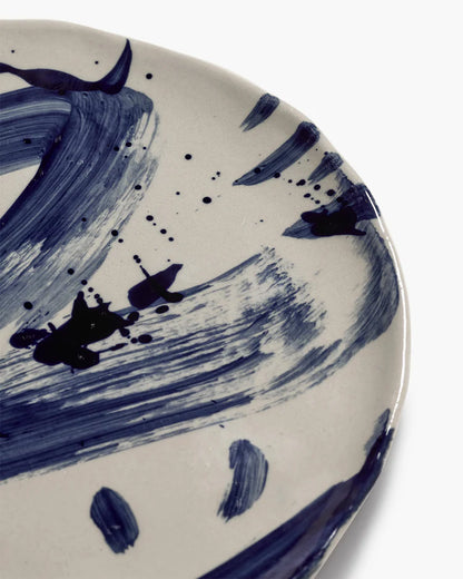 Breakfast plate varied designs beige - blue Sophia