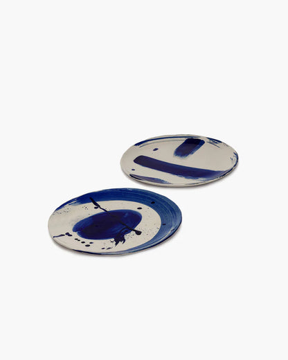 Dinner plate varied designs beige - blue Sophia