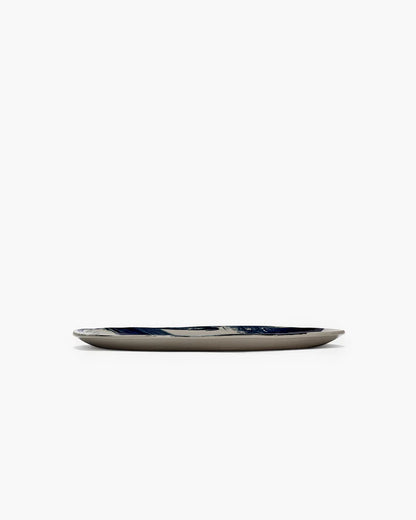 Dinner plate varied designs beige - blue Sophia