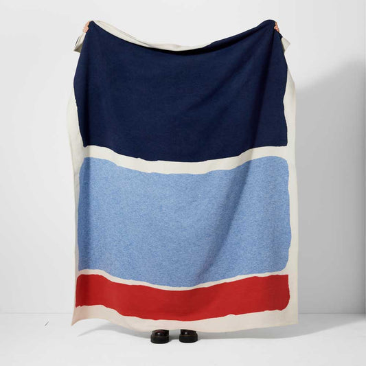 Ian Mankin Cotton Throw - Airforce / Peony