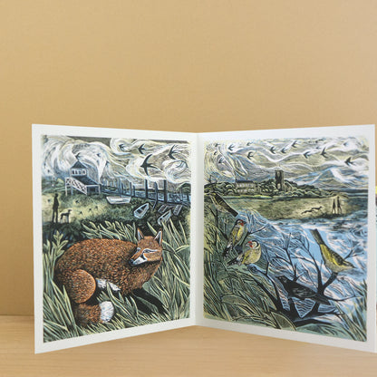 Morston Blakeney Triptych die-cut card by Angela Harding