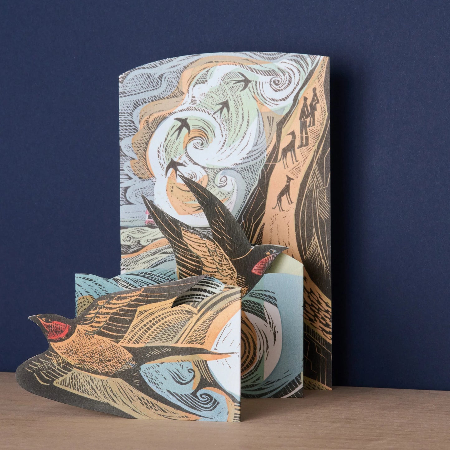 Cornish Swallows Card by Angela Harding
