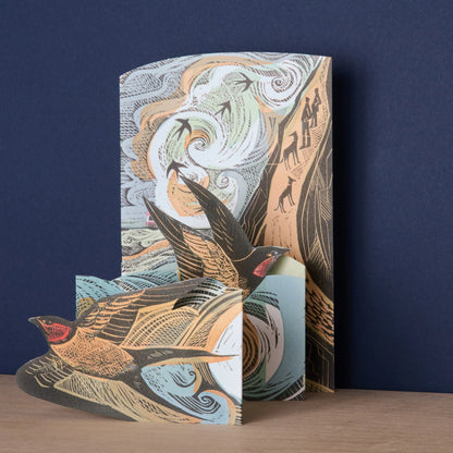 Cornish Swallows Card by Angela Harding