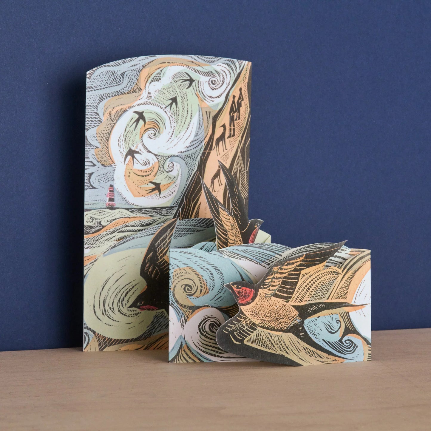 Cornish Swallows Card by Angela Harding