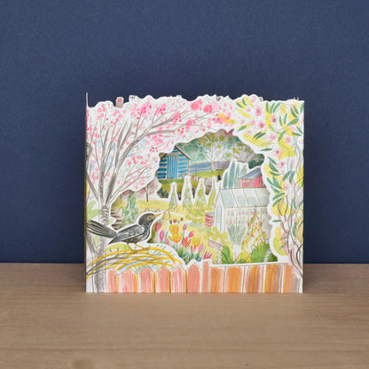 Blackbird Allotment die-cut card by Emily Sutton