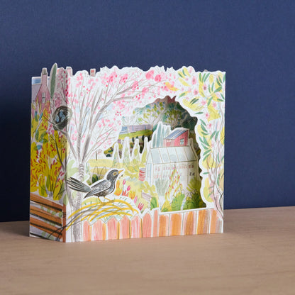 Blackbird Allotment die-cut card by Emily Sutton