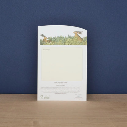 Hares & Open Fields die-cut card by Angela Harding