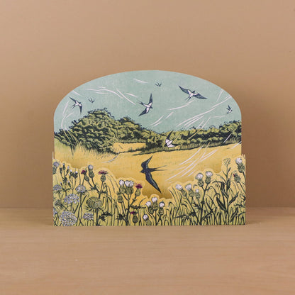 Bayfield Swallows die-cut card by Niki Bowers