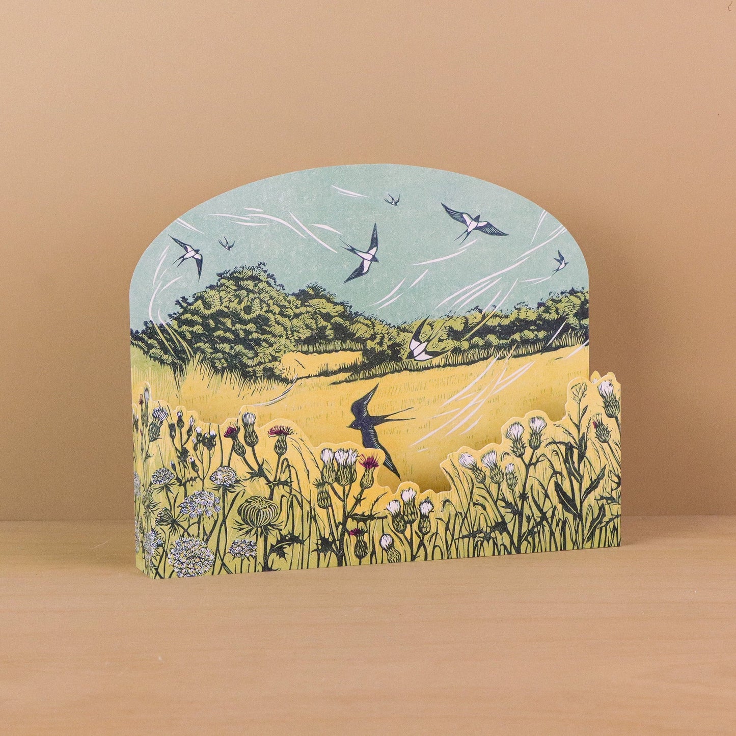 Bayfield Swallows die-cut card by Niki Bowers