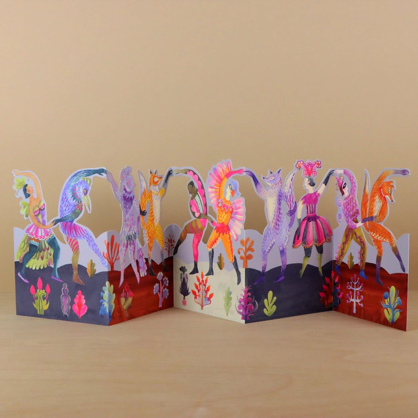 Carnival Dancers die-cut card by Sarah Young