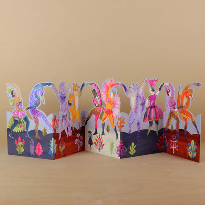 Carnival Dancers die-cut card by Sarah Young