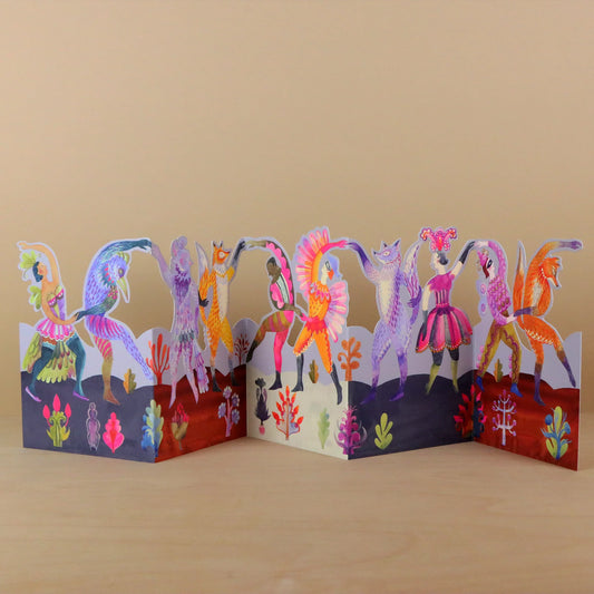 Carnival Dancers die-cut card by Sarah Young