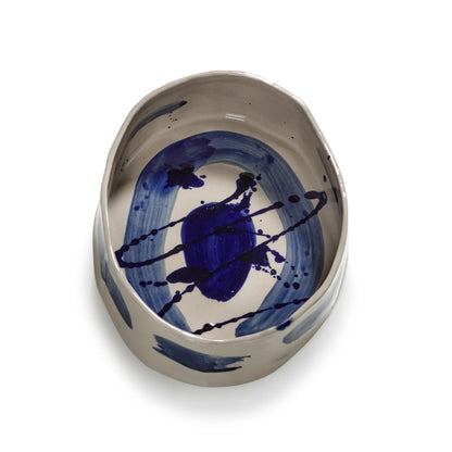 Deep Oval serving plate beige - blue Sophia