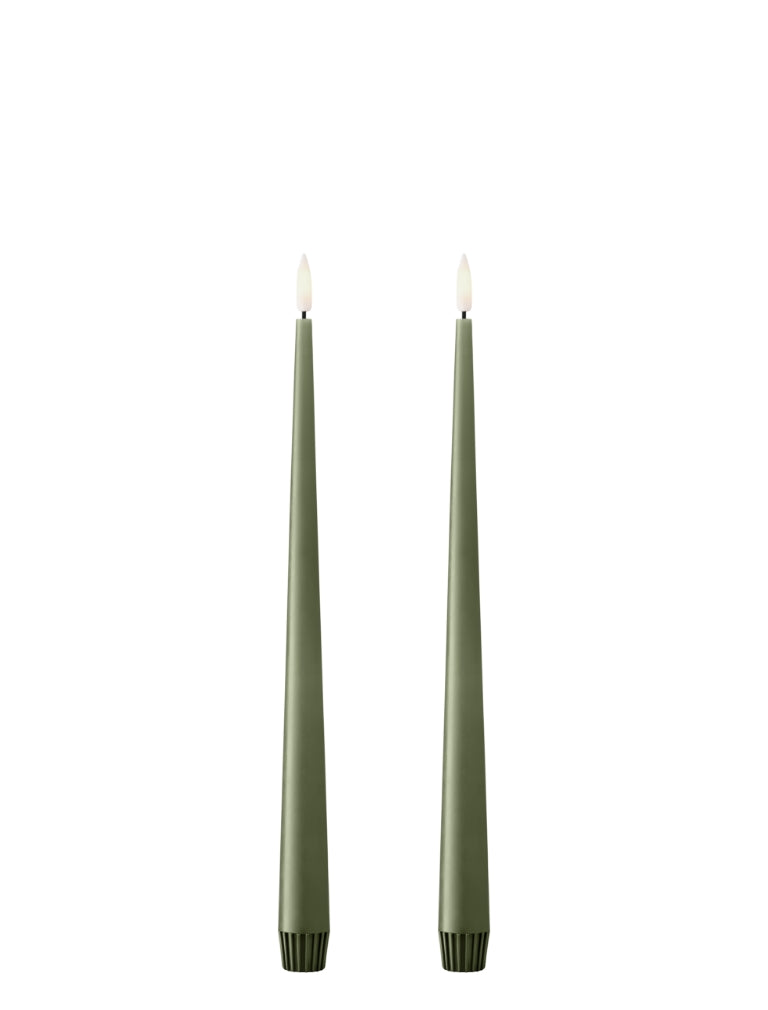 Ester & Erik LED Taper Candles 2 pcs - Green Soil