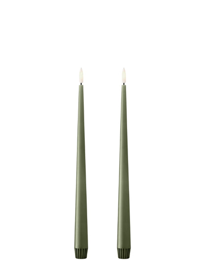 Ester & Erik LED Taper Candles 2 pcs - Green Soil