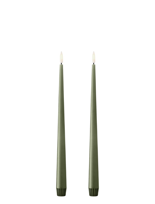 Ester & Erik LED Taper Candles 2 pcs - Green Soil