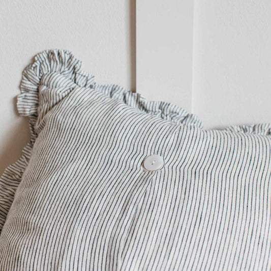 Olivia Ruffle Cushion Pinstripe 40 x 40