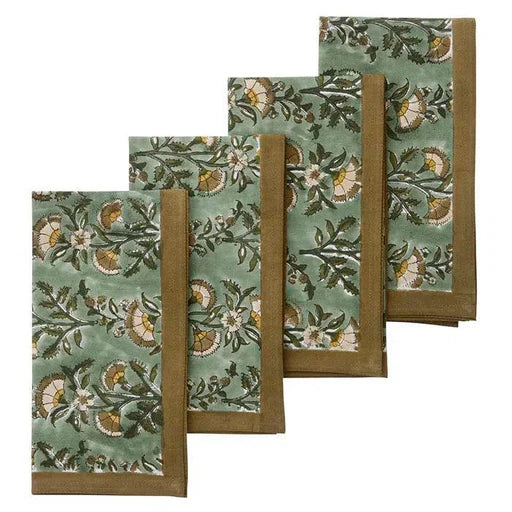 Hand Block Printed Napkins S/4 PCS Calla Sage