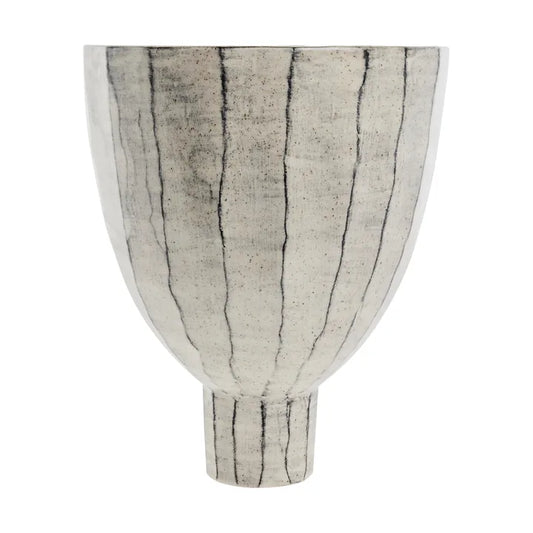 Cream with Black Stipe Bowl/Vase
