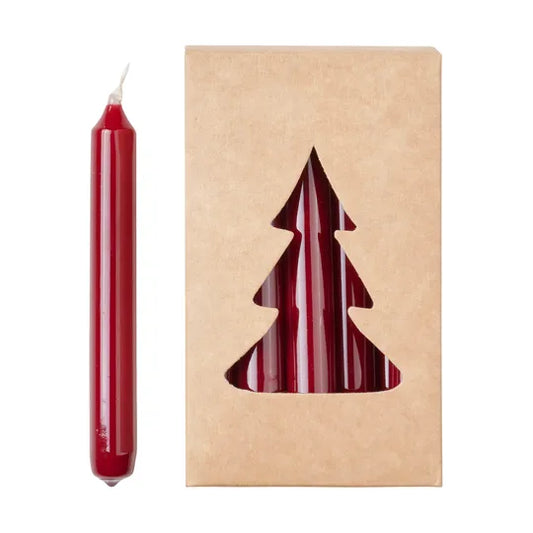 Broste Christmas tree candle glossy 1.2 x 10.2cm 20 pk -Burgundy