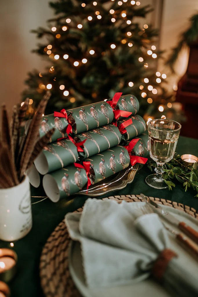 6 Luxury Christmas Crackers - Pheasant