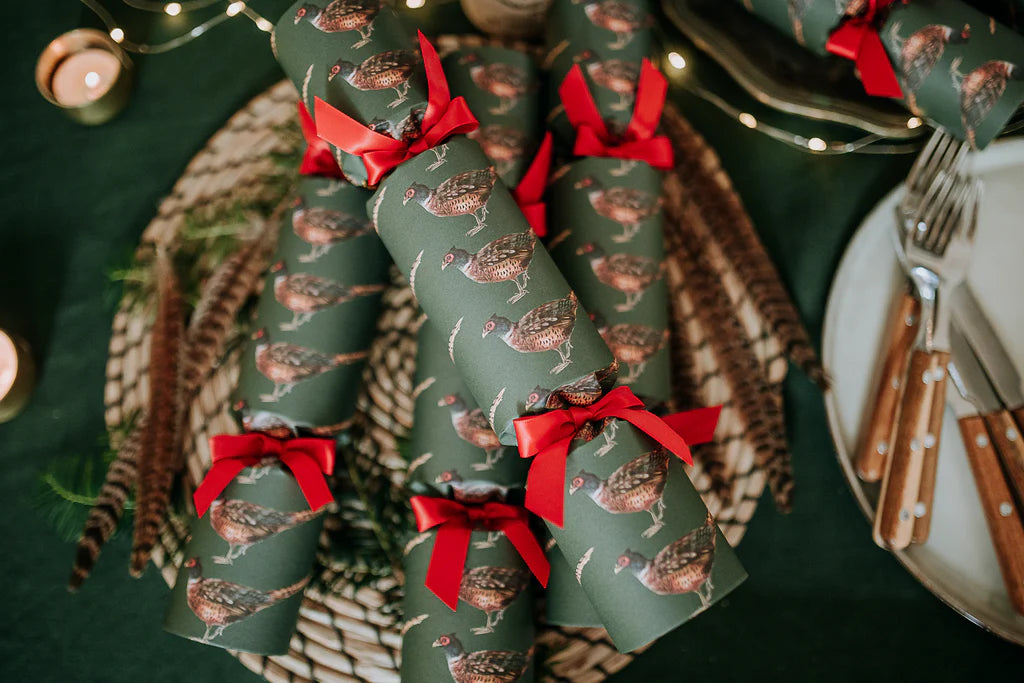 6 Luxury Christmas Crackers - Pheasant