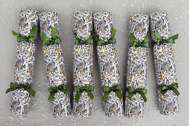 6 Luxury Christmas Crackers - Partridge