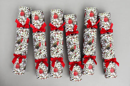 6 Luxury Christmas Crackers - Robin