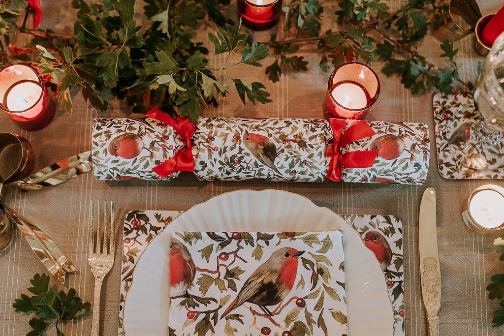 6 Luxury Christmas Crackers - Robin