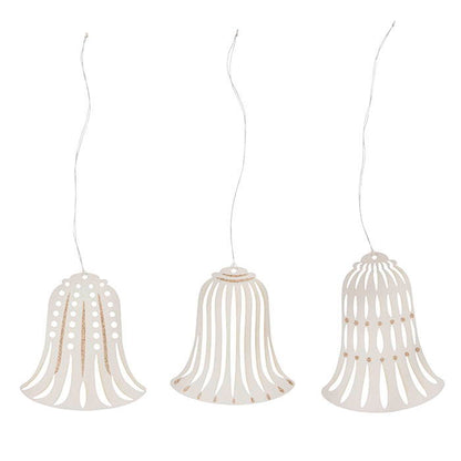 Paper Ornaments Bells 8cm Off White S/3pcs
