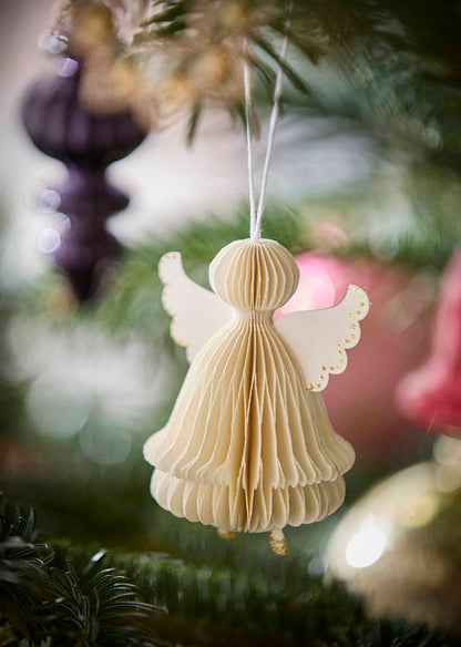 Honeycomb Angel 8,5cm Cream S/2pcs