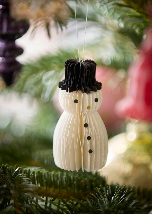 Honeycomb Snowmen H9/12cm Off White S/2pcs