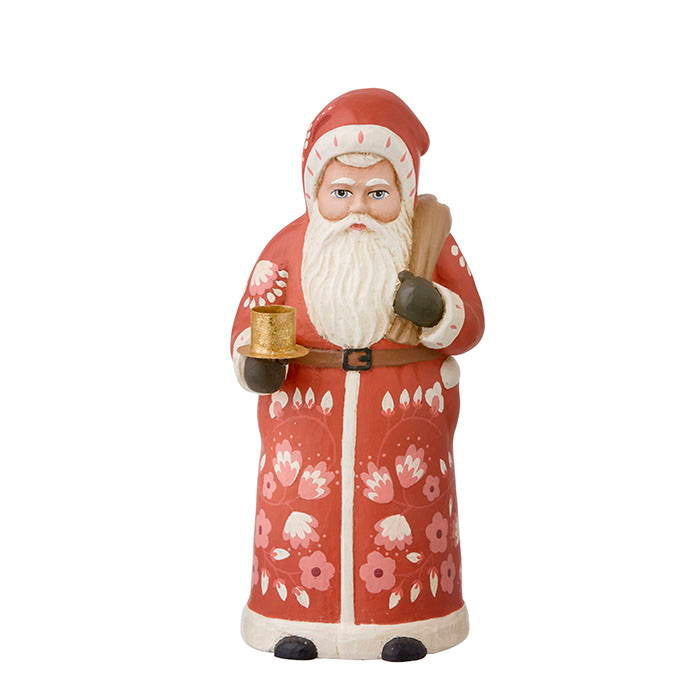 Candle Holder Santa 18cm Marigold Red