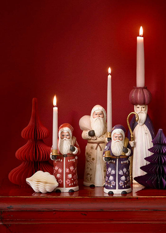 Candle Holder Santa 18cm Marigold Red