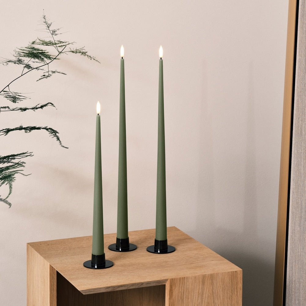 Ester & Erik LED Taper Candles 2 pcs - Green Soil