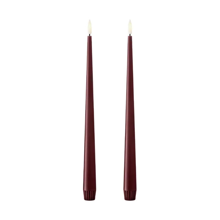 Ester & Erik LED Taper Candles 2 pcs - Deep Wine