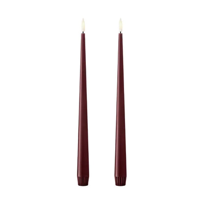 Ester & Erik LED Taper Candles 2 pcs - Deep Wine