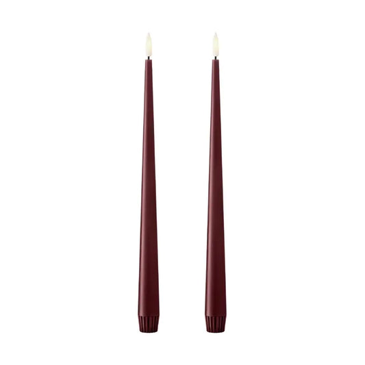 Ester & Erik LED Taper Candles 2 pcs - Deep Wine
