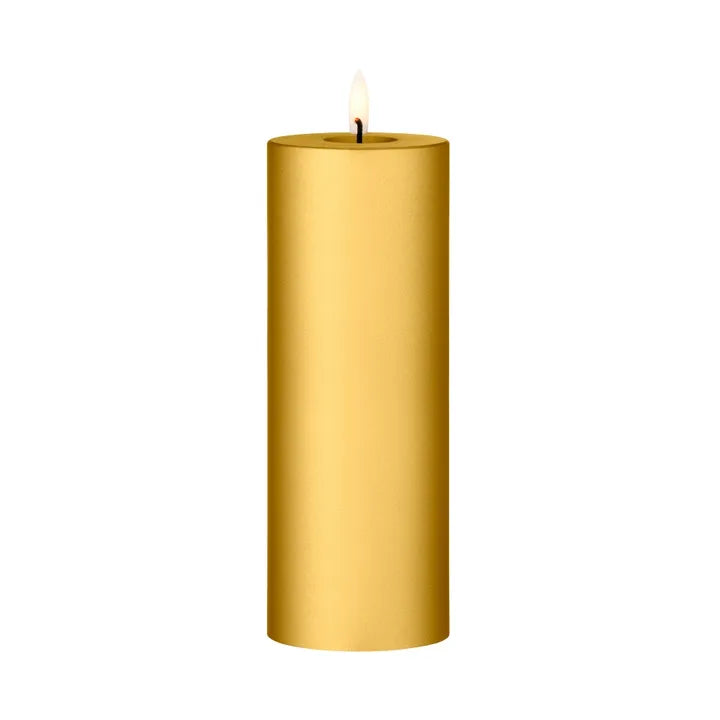 LED pillar candle - Gold Metallic 7.5cm x 20cm