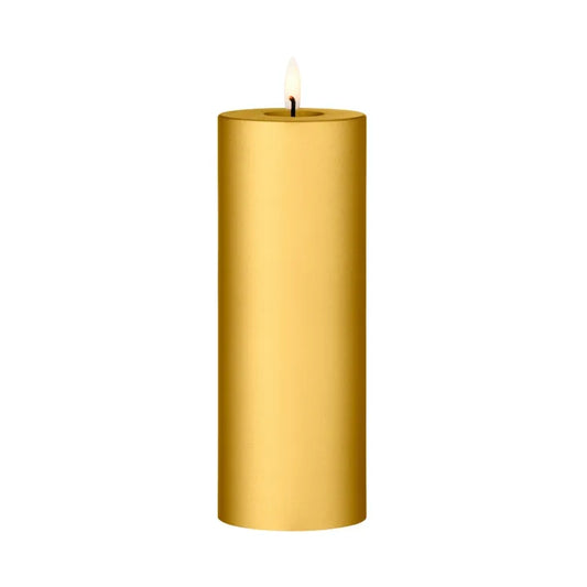 LED pillar candle - Gold Metallic 7.5cm x 20cm