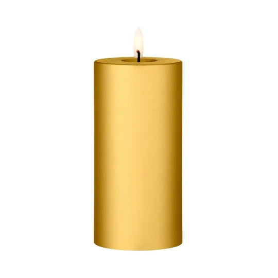 LED pillar candle - Gold Metallic 7.5cm x 15cm