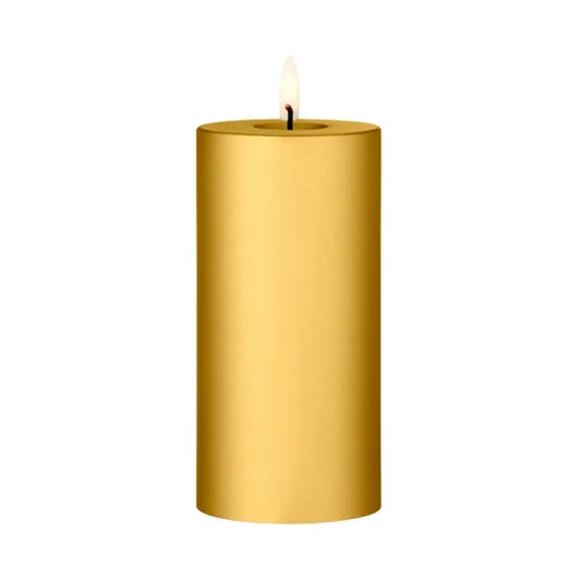 LED pillar candle - Gold Metallic 7.5cm x 15cm