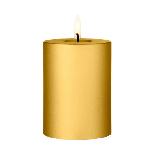 LED pillar candle - Gold Metallic 7.5cm x 10cm