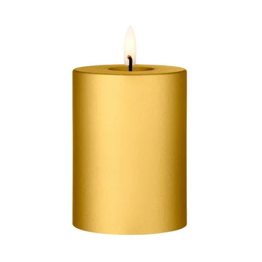 LED pillar candle - Gold Metallic 7.5cm x 10cm