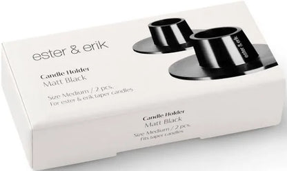 Ester and Erik Candle Holders 2pc - Matt Black Medium