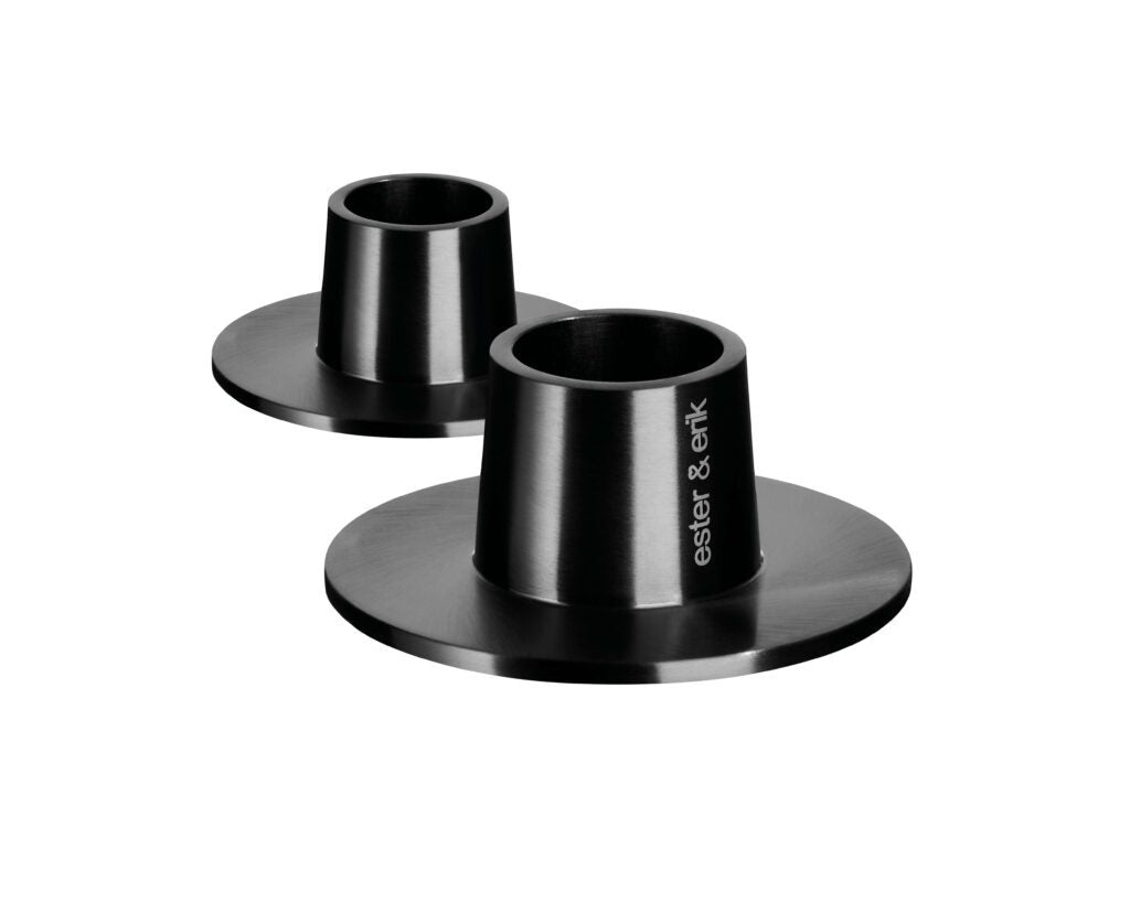 Ester and Erik Candle Holders 2pc - Matt Black Medium