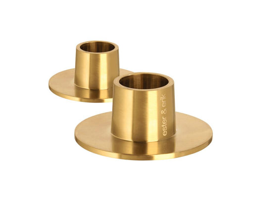 Ester and Erik Candle Holders 2pc - Matt Gold Medium