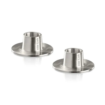 Ester and Erik Candle Holders 2pc - Matt Silver Small